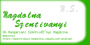 magdolna szentivanyi business card